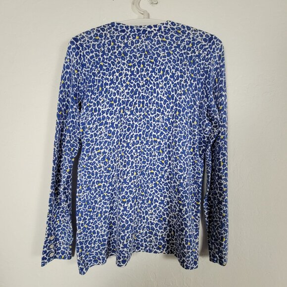 J. McLaughlin Womens Crew Neck Lenny Sweater Small Blue Floral Pullover Stretch - Picture 2 of 8